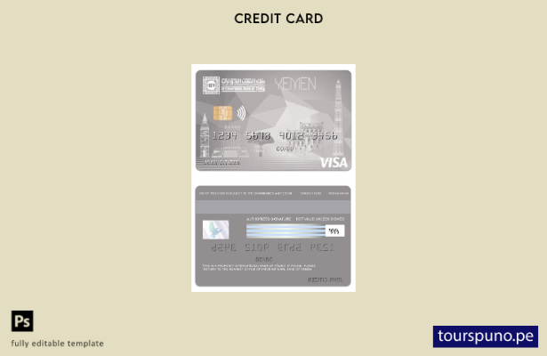 lista para imprimir plantilla de tarjeta de Internet para visa del Banco Interna